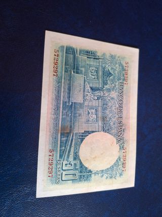 Billete 50 Pesetas1935 rara variante de color rojo