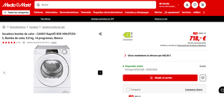 Secadora Candy RapidÓ ROE H9A3TCE Bomba Calor