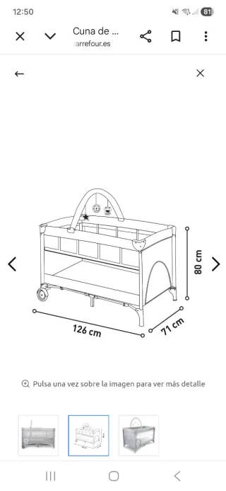 Cuna de viaje plegable azul
