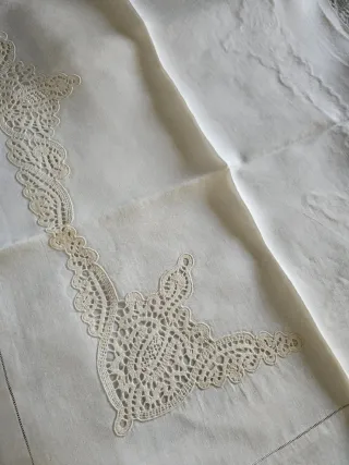 Sábana/Completo letto antico inlino e pizzo Cantù