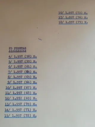 14 Monedas 25 Pesetas 1957 Franco