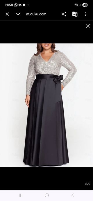 Vestido largo lentejuelas y lazo negro