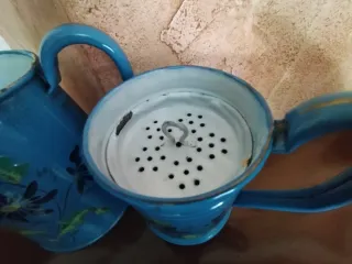 Cafetera Francesa Antigua Pintada