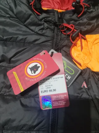 Piumino AS Roma nero con cappuccio