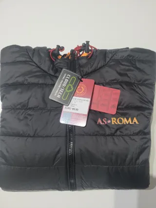 Piumino AS Roma nero con cappuccio