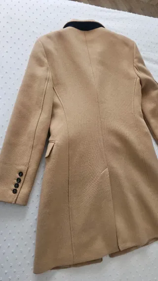 Abrigo paño Zara Beige/ Camel