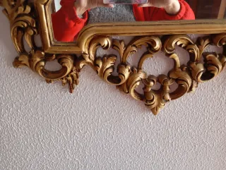 Espejo antiguo marco dorado tallado