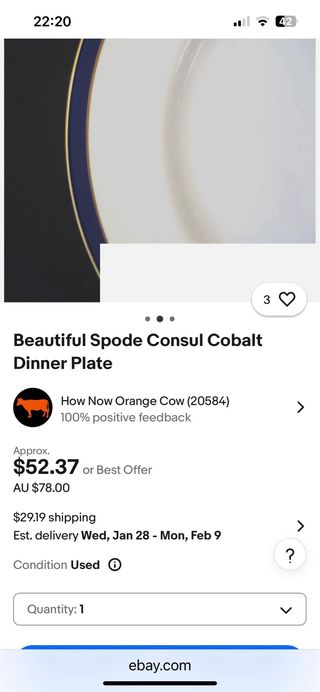 Vajilla Spode Inglesa Azul/Dorado Porcelana