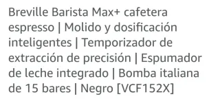 Cafetera Breville Barista Max+