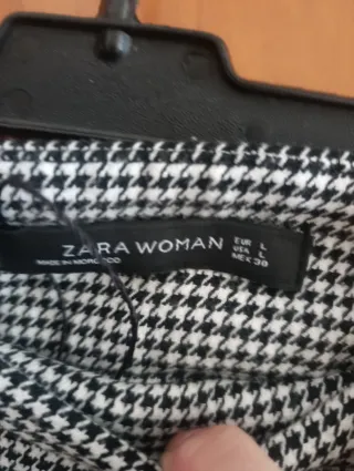 Pantalón Zara Cuadros Blanco y Negro