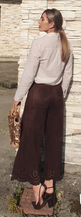 Pantalones Zara Marrón Anchos