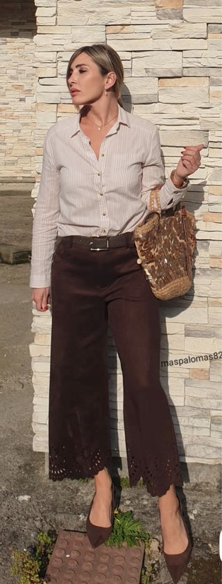 Pantalones Zara Marrón Anchos