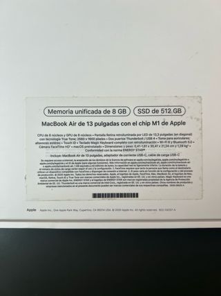 MacBook Air M1 96% BATERÍA 512GB + caja IMPECABLE