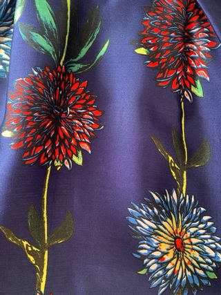 Vestido fiesta satén floral azul talla M