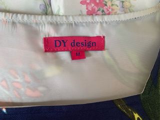 Vestido fiesta satén floral azul talla M