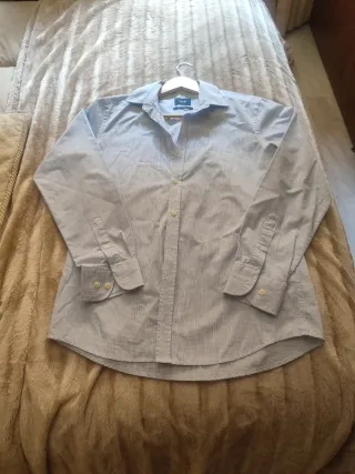 Camisa S Azul  blanca de cuadros pequeños