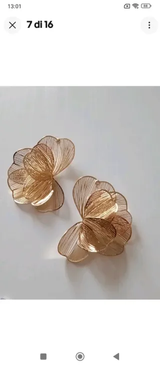 A474 Orecchini grandi foglie filigrana nox oro