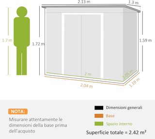Casetta da Giardino 2.42m² in Acciaio Zincato con