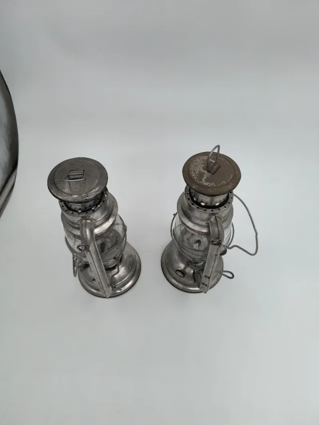 2 Faroles Vintage Parafina Metal Vidrio