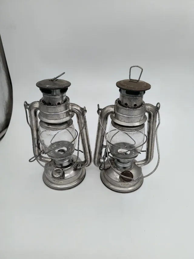 2 Faroles Vintage Parafina Metal Vidrio
