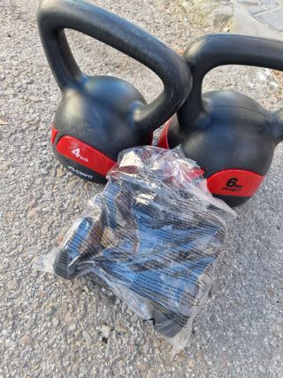 2 Mancuernas 2kg y 2 Pesa Rsa kettlebell 4kg y 6kg