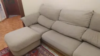 Sofá chaise longue beige tela