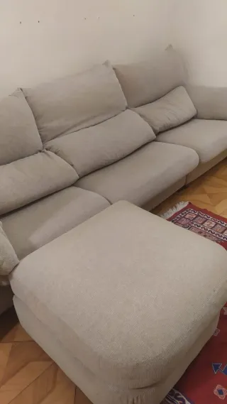 Sofá chaise longue beige tela