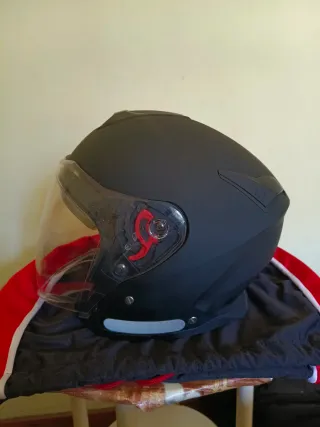 Casco Jet SMK Negro Scooter