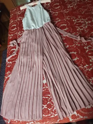 Mono pantalón blanco y rosa plisado