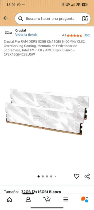 Crucial DDR5 Pro Gaming 32GB (2x16GB) 6400MT/s