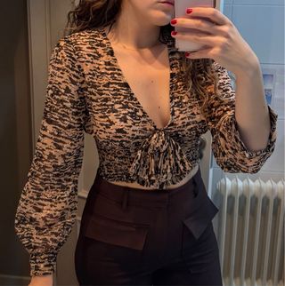Top crop Zara estampado animal print