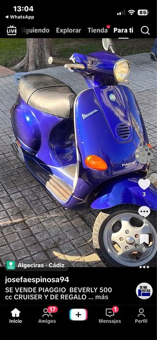 Piaggio Beverly 500cc cruiser Vespa 49 cc pregunta