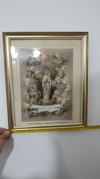 Cuadro Virgen de Lourdes Marco Dorado
