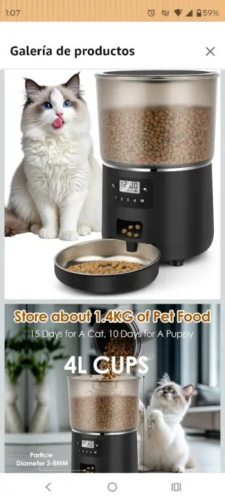 Comedero Automático para Mascotas 4L