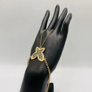 Pulsera Manita Mariposa Perforada 18K