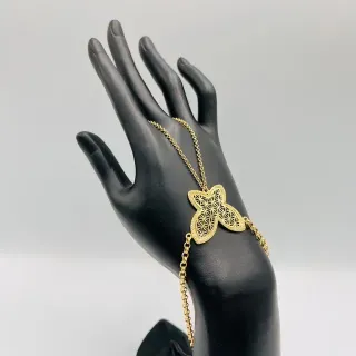Pulsera Manita Mariposa Perforada 18K