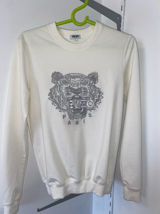 Sudadera Kenzo Blanca Tigre Bordado Talla S