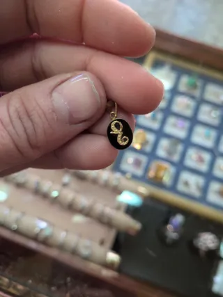 Colgante Letra Oro 18k y Ónix