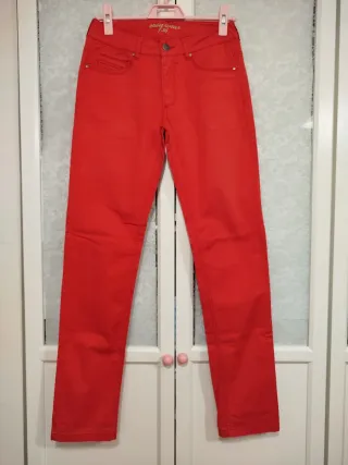 Pantalón vaquero rojo mujer talla 36 recto