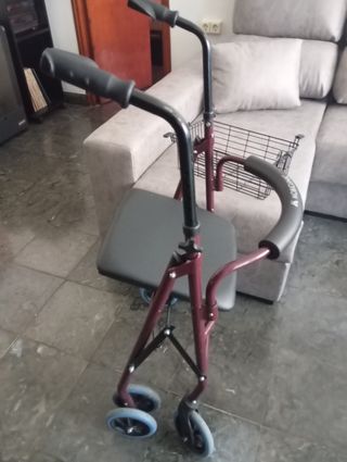 Andador para ancianos, plegable,  asiento y cesta