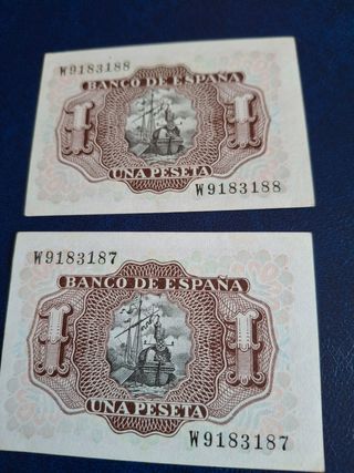 2 Billetes correlativos 1 Peseta Banco de España