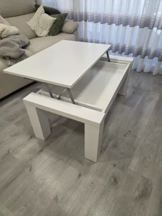 Mesa auxiliar elevable madera blanca