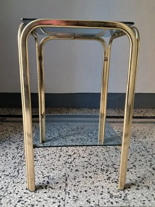 Tavolino etagère ottone e vetro modernariato