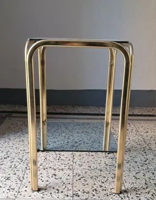 Tavolino etagère ottone e vetro modernariato