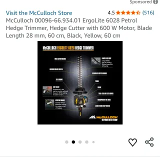 McCulloch ErgoLite 6028 Cortasetos Gasolina