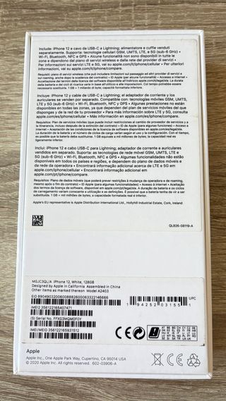 iPhone 12 Blanco 128GB + Caja + Cristal