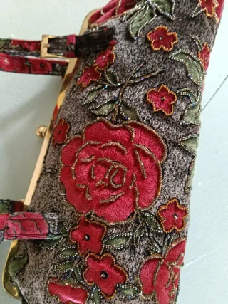 Bolso vintage terciopelo flores