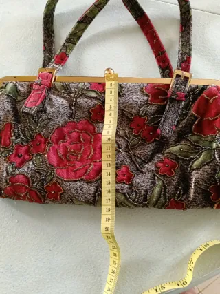 Bolso vintage terciopelo flores