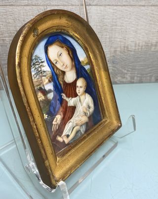 Cuadro antiguo miniatura Virgen y Niño
