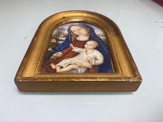 Cuadro antiguo miniatura Virgen y Niño